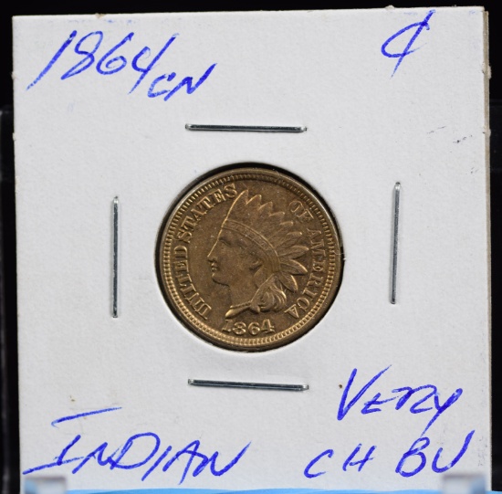 1864 Indian Head Cent CN CH BU Sharp Strike Color Scarce Date