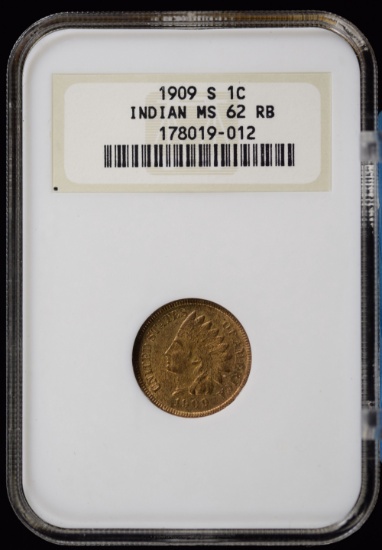 1909-S Indian Head Cent NGC MS-62 RB