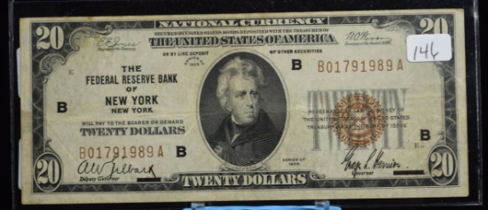 $20 Brown Back New York Fed Res Bank Jackson VF
