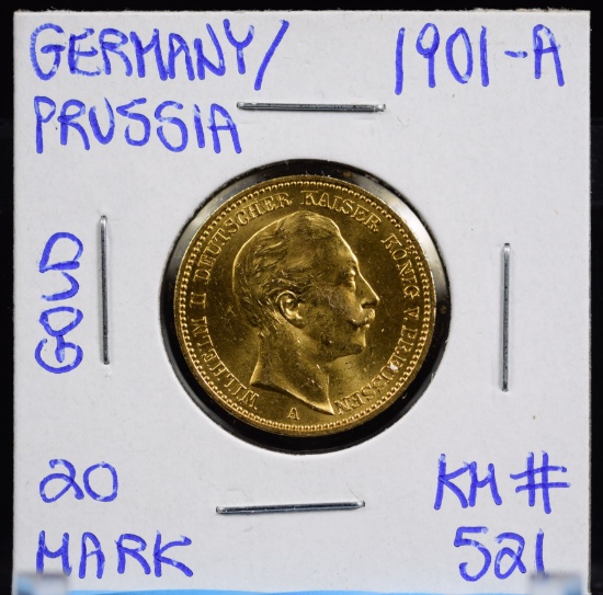 1901-A Gold 20 Mark Germany/Prussia CH BU