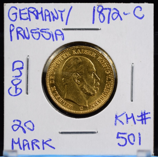 1872-C Gold 20 Mark Germany/Prussia UNC