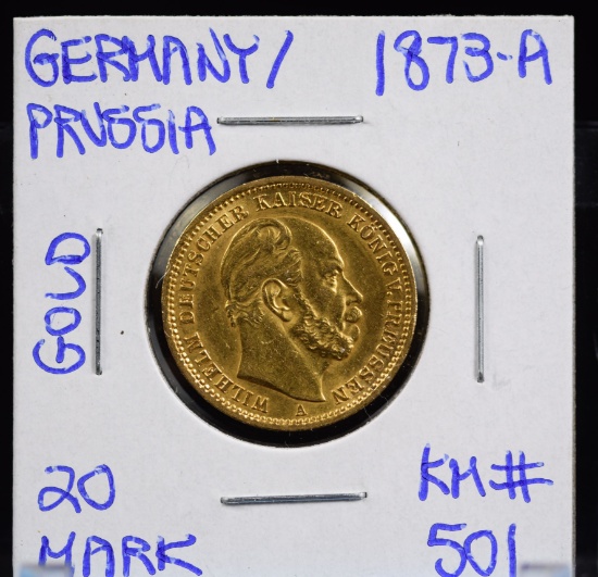 1873-A Gold 20 Mark Germany/Prussia UNC