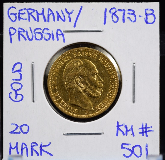1873-B Gold 20 Mark Germany/Prussia UNC