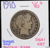 1910 Barber Half Dollar VG Plus Semi Key Mintage 419K