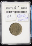 1918/7-D Buffalo Nickel RARE Overdate ANACS Good 6