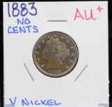 1883 V-Nickel No Cents AU Plus