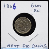 1866 Three Cent Nickel CH UNC