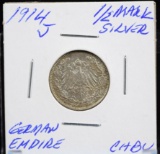 1914 J Silver 1/2Mark German Empire Attractive Lite Tone CH BU