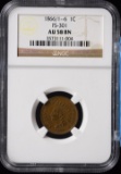 1866/1 6 FS 301 Indian Head Cent NGC AU58 BN