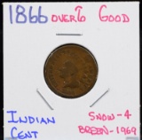 1866 Over 6 Indian Head Cent Good Snow 4