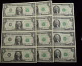 Uncut 1985 $1 Bill Sheet and 1976 $2 Bill Sheet Uncut