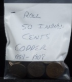 Roll of Indian Head Cents mix dates 50pcs