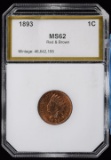 1893 Indian Head Cent PCI Red & Brown MS62