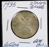 1935 Silver 2 Shillings Austria GEM BU Lite Tone