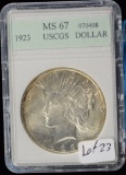 1923 Peace Dollar USCGS MS67 UNC