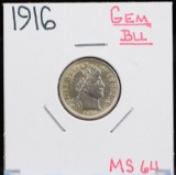 1916 Barber Dime GEM BU MS64