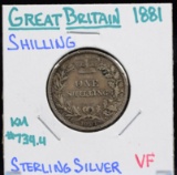 1881 Great Britain Shilling VF Sterling Silver