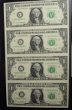 Uncut Sheet 4 2009 $1 Notes Nice Holder