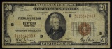 1929 $20 FRB National Currency New York Fine