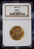 1883 $10 Gold Liberty NGC MS-63 Super NICE 3