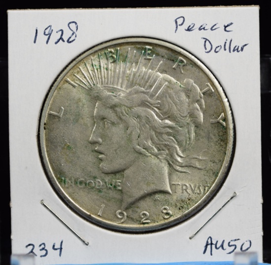 1928 Peace Dollar AU50