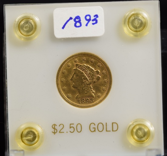 1893 $2.5 Gold Liberty Choice AU Minted 30k