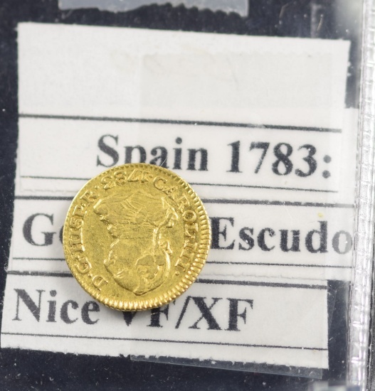 1783 Gold Half Spain VF/XF