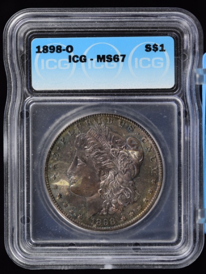 1898-O Morgan Dollar ICG 67 50129113001 Rainbow Color Rare