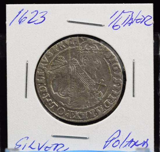 1623 Silver 1/6 Thaler Poland King Sigismund III Scarce