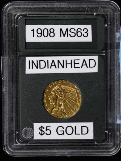 1908 $5 Gold Indian MS63