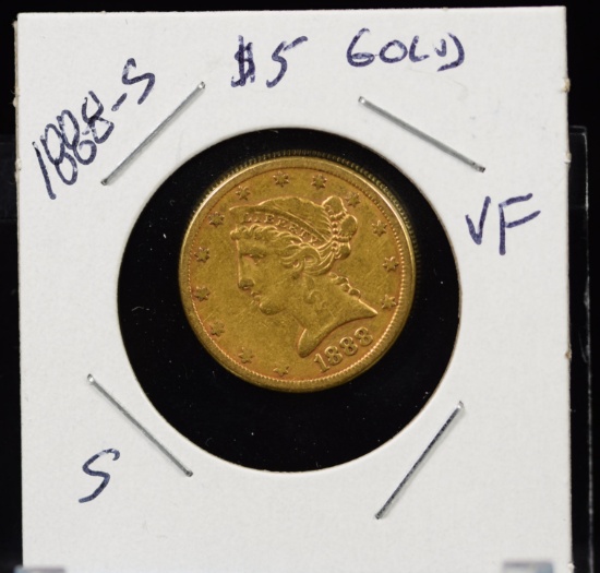 1888-S $5 Gold Liberty VF