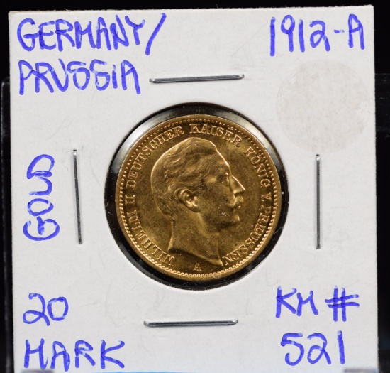 1912-A Gold 20 Mark Germany/Prussia