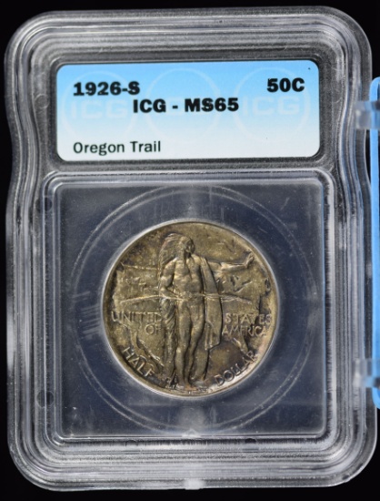 1926-S Oregon Trail Commen Half Dollar ICG MS-65 Toned