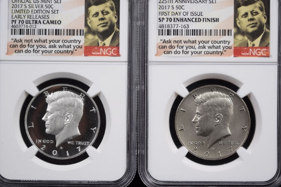 2017-S Kennedy Silver Mint Set NGC PF70 UC & MS-70 Pop 67