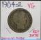 1904-S Barber Half Dollar VG Key Date