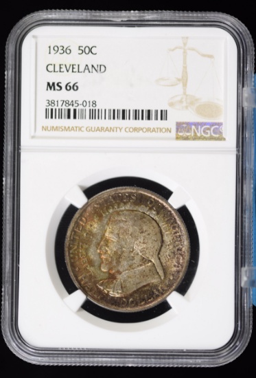 1936 Cleveland Commen Half Dollar NGC MS-66 Great Toning