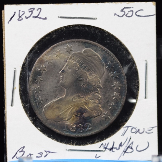 1832 Bust Half Dollar Choice with Strong Strike Luster & Tone