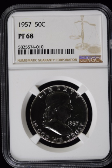 1957 Proof Franklin Half Dollar NGC PF-68