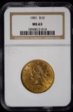 1901 $10.00 Gold Liberty NGC MS-63