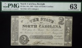 1861 $2 1146 Civil Usage Fully Issued Raleigh NC PCGS 63 Low Serial #