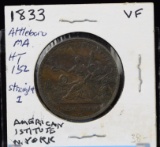 Hard Times Token Attleboro MA VF Plus