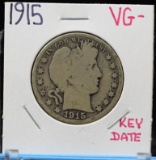 1915 Barber Half Dollar VG Tough Semi Key