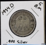 1934-D 5 Reichsmark Silver