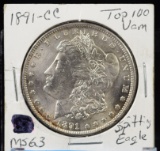 1891-CC Morgan Dollar Top VAM 100 Spitting Eagle MS63