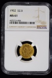 1902 $2.5 Gold Liberty NGC MS-61
