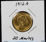 1912-A Gold Germany 20Mark UNC