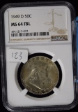 1949-D Franklin Half Dollar FBL NGC MS-64