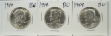 3-1964 Kennedy 90% Silver Half Dollars UNC BU