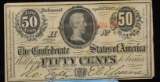 1863 50 Cent Confederate States America NICE