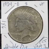 1934-D Peace Dollar DD OBV VAM3 D in God Double VF